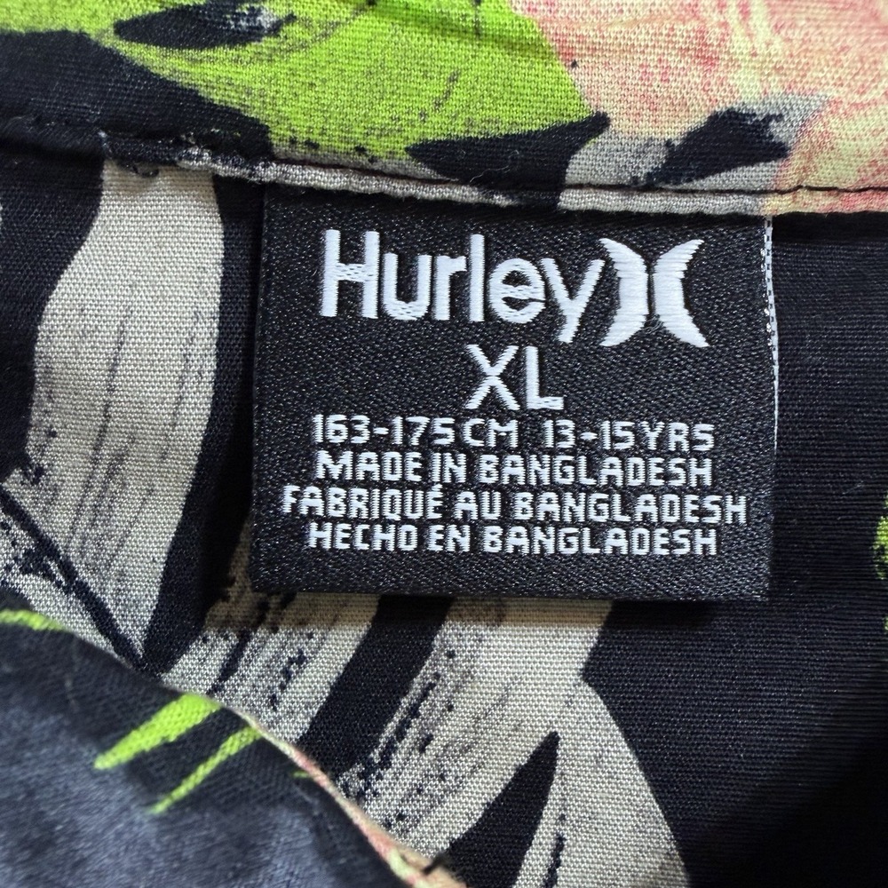 Hurley Boys Hawaiian Shirt Lot 2 Youth XL Flamingo Tropical Button Up Short Slee - Picture 5 of 13